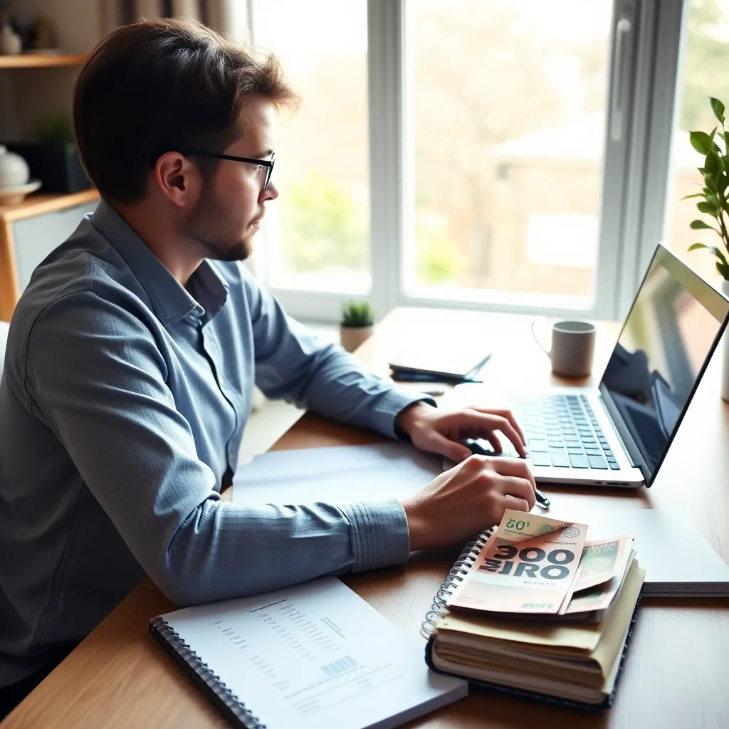 Persoon die spaarrekeningen vergelijkt op laptop