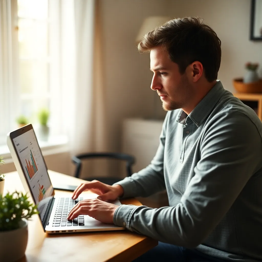 Persoon die digitale financiële planning doet op laptop