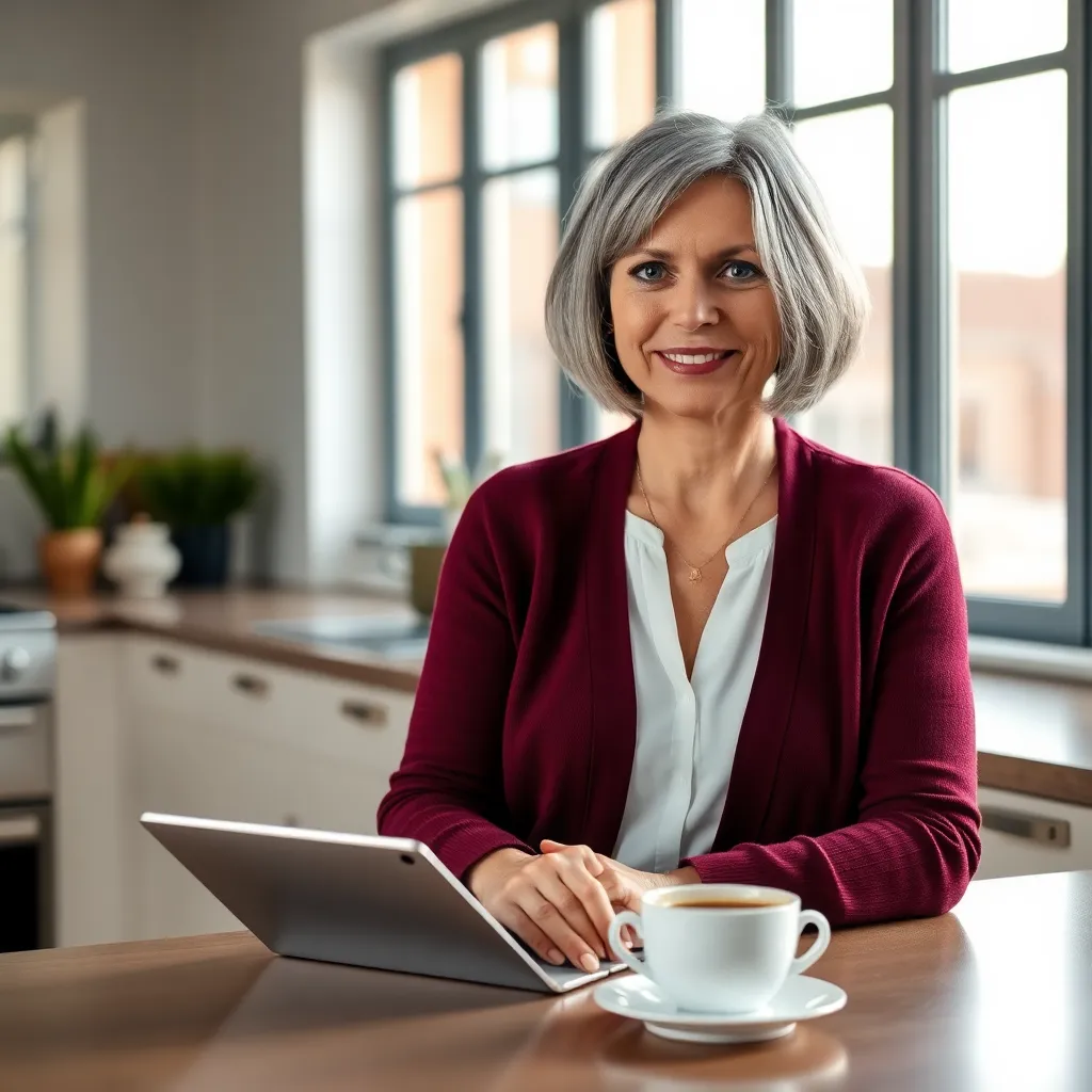 Persoon die beleggingsapp gebruikt op tablet in huiselijke omgeving